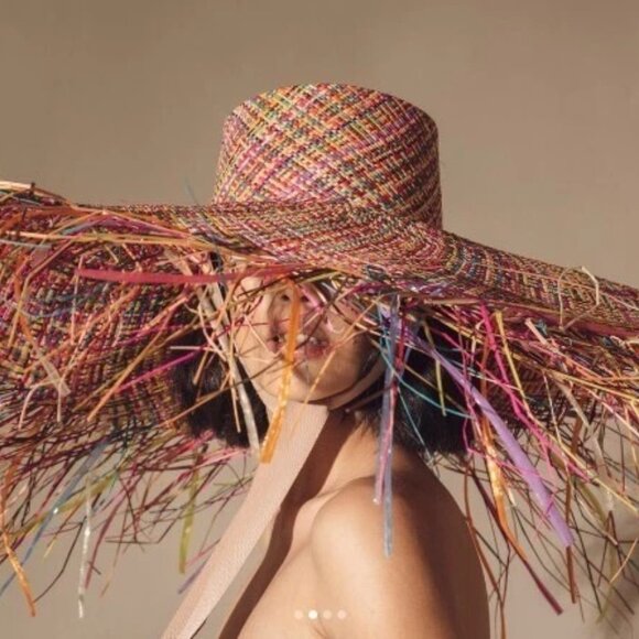 NWT Sensi Studio Women's Pink Fiesta Frayed Large-Brim Hat sz M $24 - Picture 3 of 5